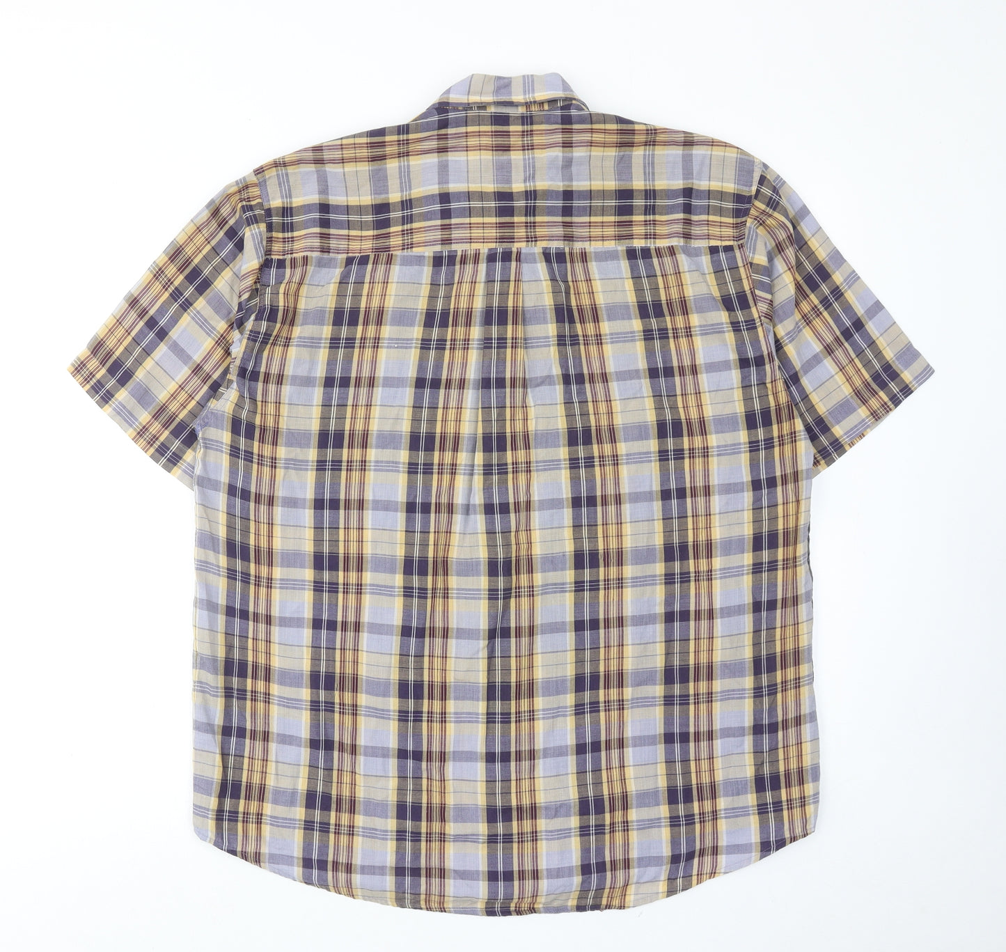 Timberjack Mens Multicoloured Plaid Polyester Button-Up Size M Collared Button