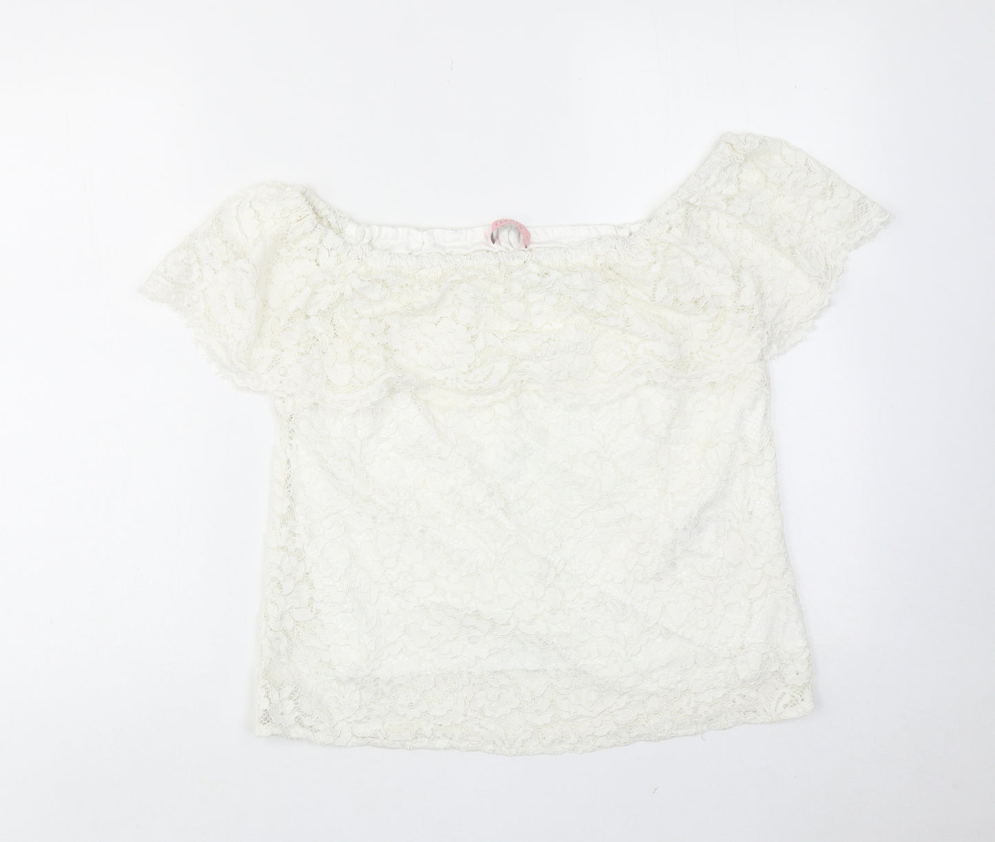 Oasis Womens White Polyamide Basic Blouse Size 12 Round Neck