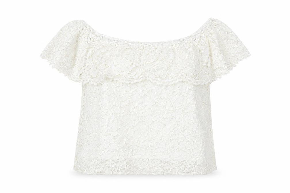 Front view of Oasis women’s white polyamide basic blouse, size UK 12, round neck