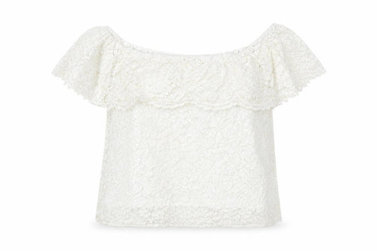 Front view of Oasis women’s white polyamide basic blouse, size UK 12, round neck