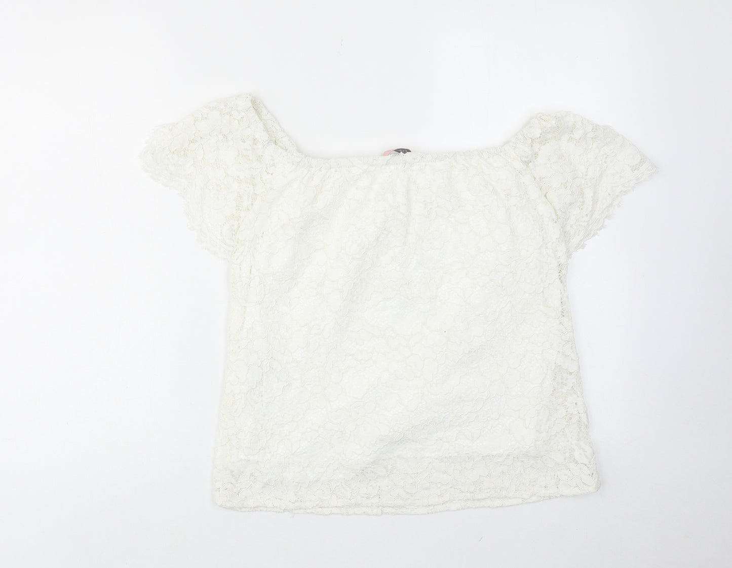 Oasis Womens White Polyamide Basic Blouse Size 12 Round Neck