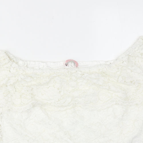 Oasis Womens White Polyamide Basic Blouse Size 12 Round Neck
