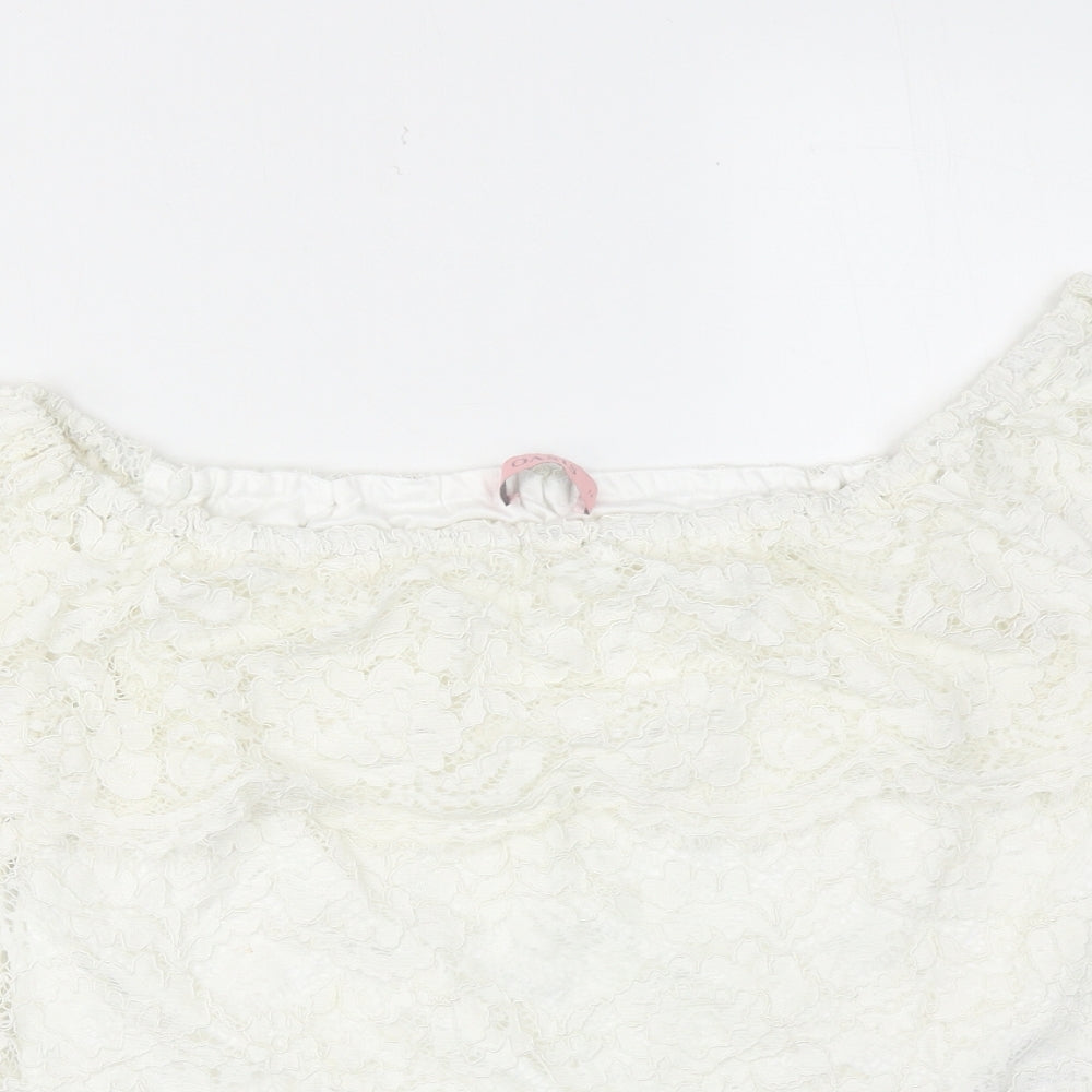 Oasis Womens White Polyamide Basic Blouse Size 12 Round Neck