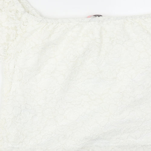 Oasis Womens White Polyamide Basic Blouse Size 12 Round Neck