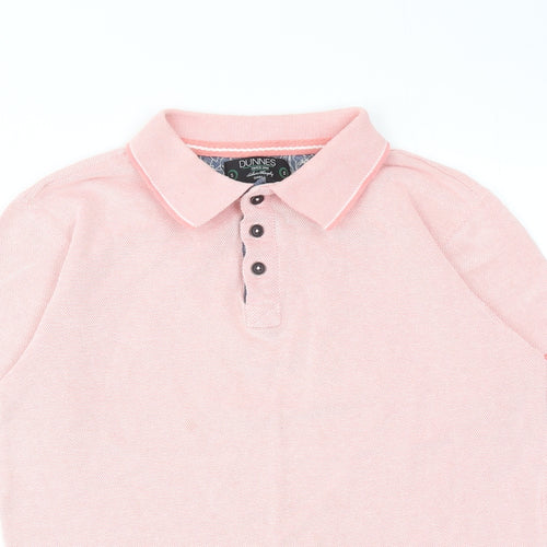 Dunnes Stores Mens Pink Cotton Polo Size S Collared Button