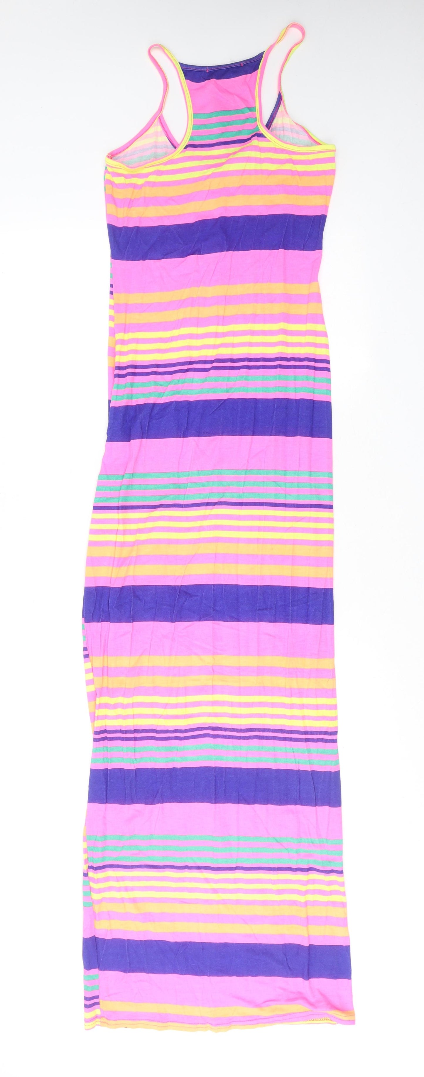 Bebo Womens Multicoloured Striped Polyester Maxi Size S Round Neck Pullover