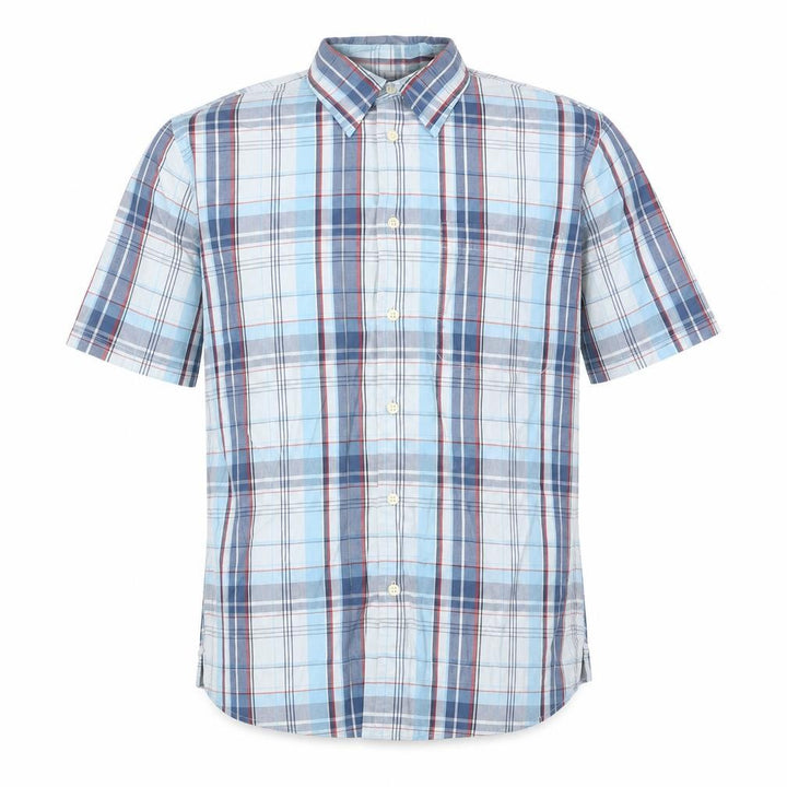 Gap Mens Blue Plaid Cotton Button-Up Size S Collared Button