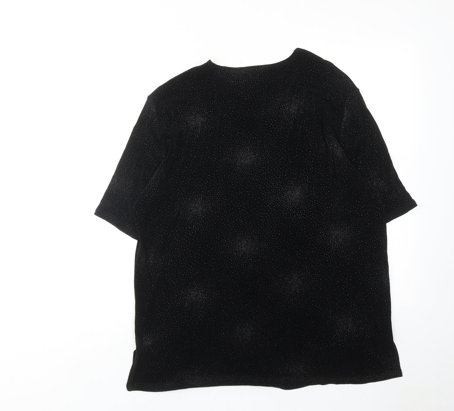 Michael Gold Womens Black Geometric Acetate Basic T-Shirt Size L Round Neck