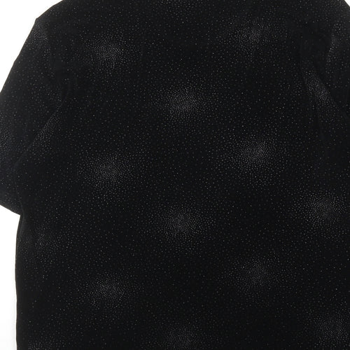 Michael Gold Womens Black Geometric Acetate Basic T-Shirt Size L Round Neck