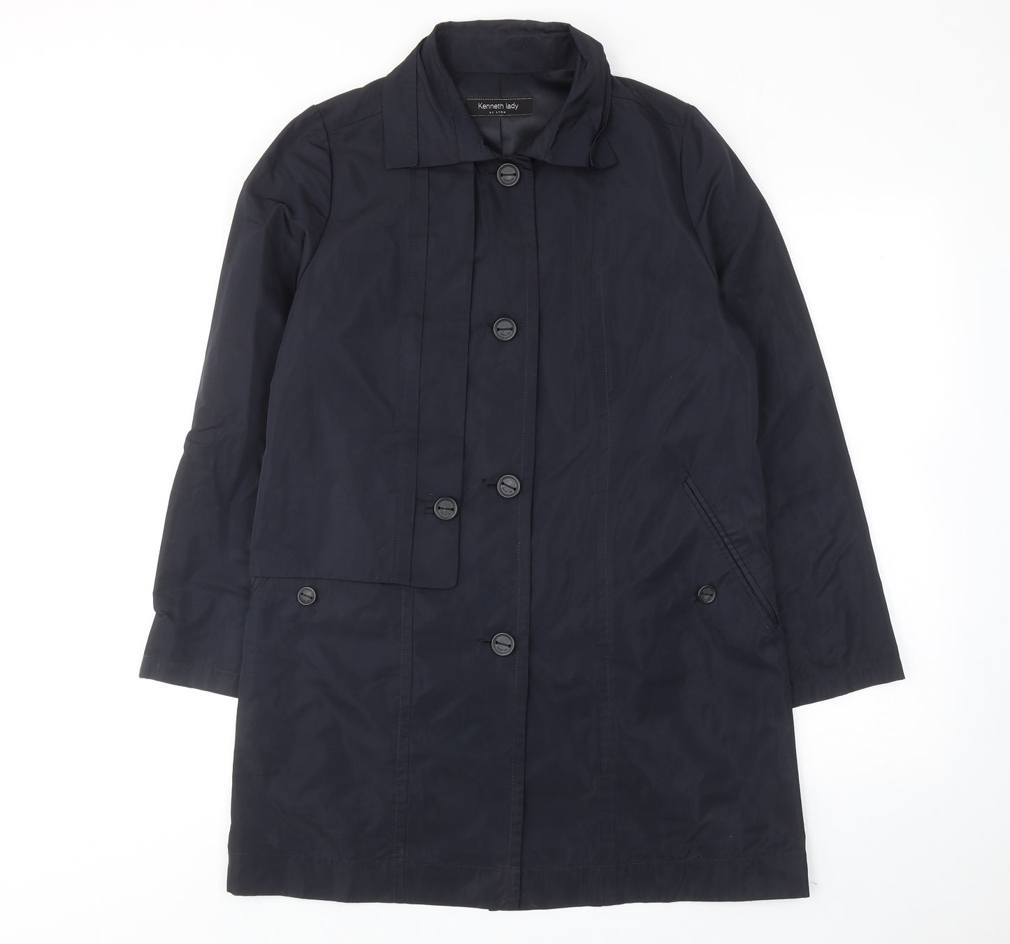 Kenneth Lady Womens Blue Overcoat Coat Size 10 Button