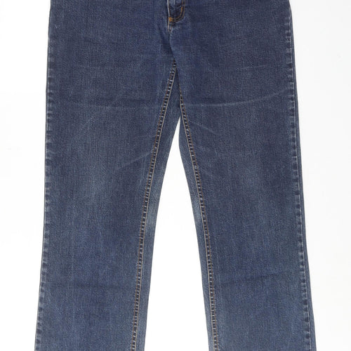 Douglas Womens Blue Cotton Straight Jeans Size XL Regular Zip