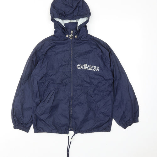 adidas Boys Blue Windbreaker Jacket Size 10 Years Zip