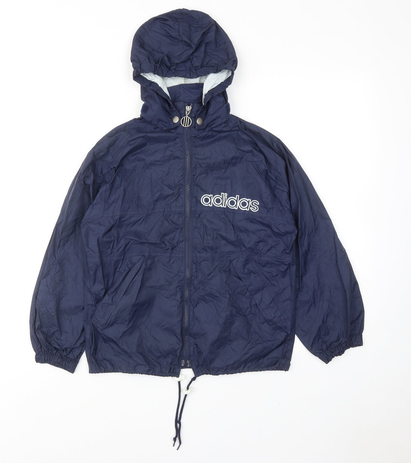adidas Boys Blue Windbreaker Jacket Size 10 Years Zip