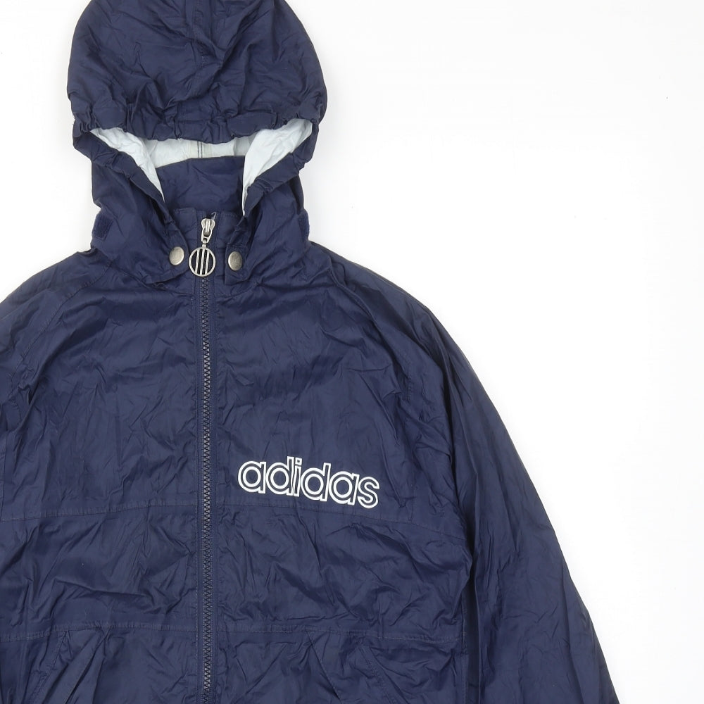 adidas Boys Blue Windbreaker Jacket Size 10 Years Zip