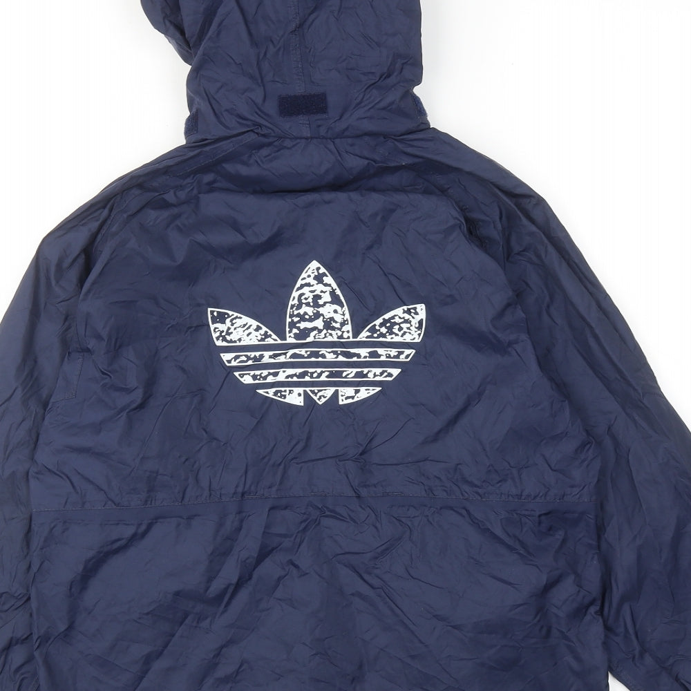 adidas Boys Blue Windbreaker Jacket Size 10 Years Zip