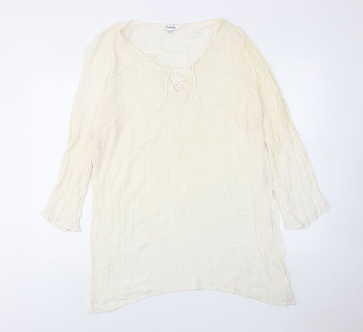 Simply Be Womens Ivory Viscose Basic Blouse Size 18 Round Neck