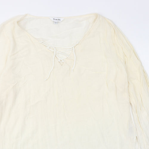 Simply Be Womens Ivory Viscose Basic Blouse Size 18 Round Neck