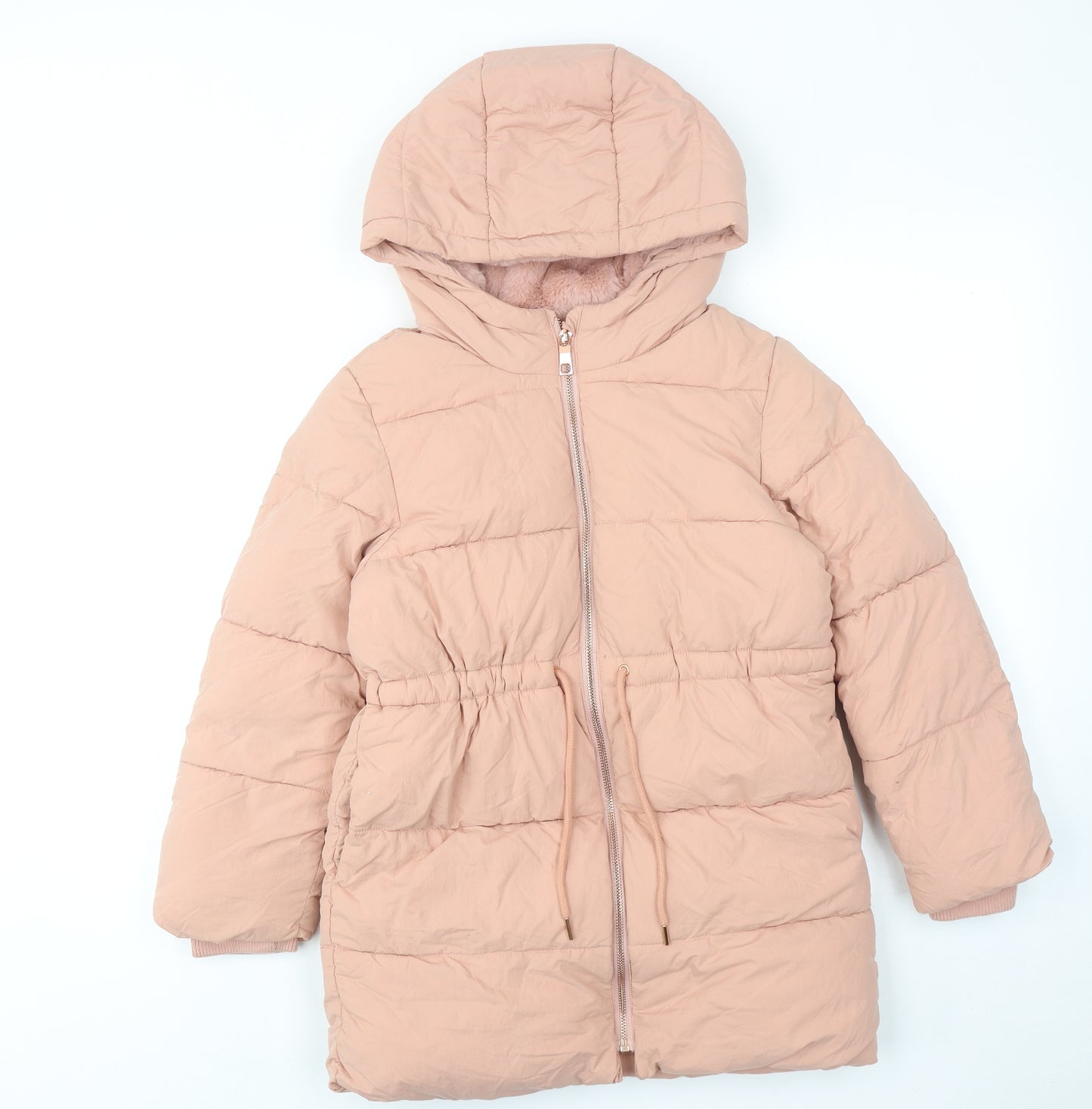 Marks and Spencer Girls Pink Quilted Coat Size 8-9 Years Zip