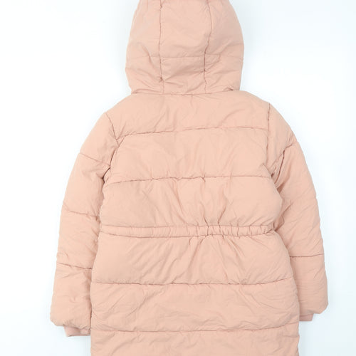 Marks and Spencer Girls Pink Quilted Coat Size 8-9 Years Zip