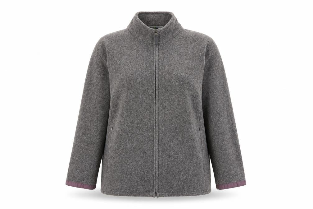 Front view of Marks & Spencer women’s grey jacket, size UK 18, zip