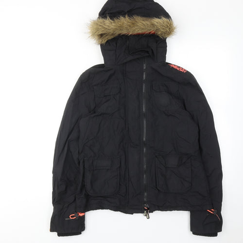 Superdry Womens Black Windbreaker Jacket Size L Zip