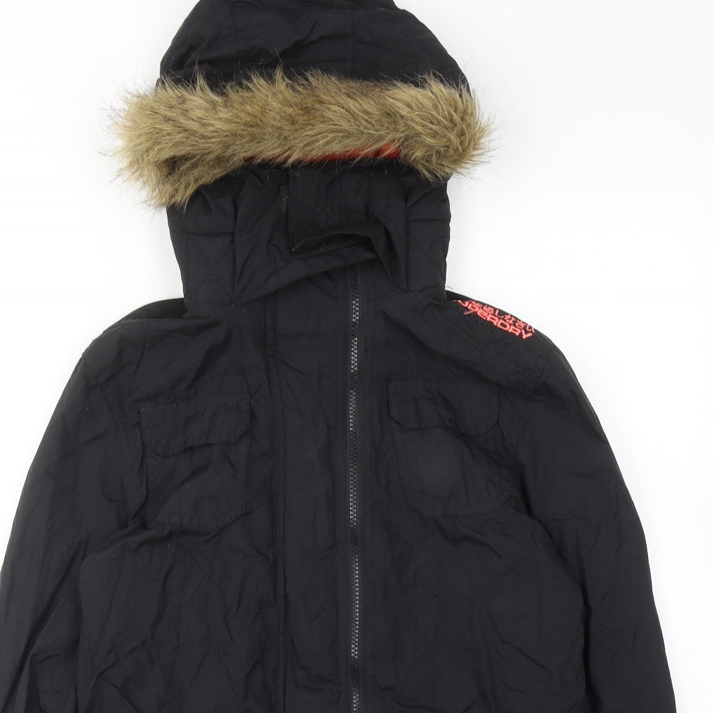 Superdry Womens Black Windbreaker Jacket Size L Zip
