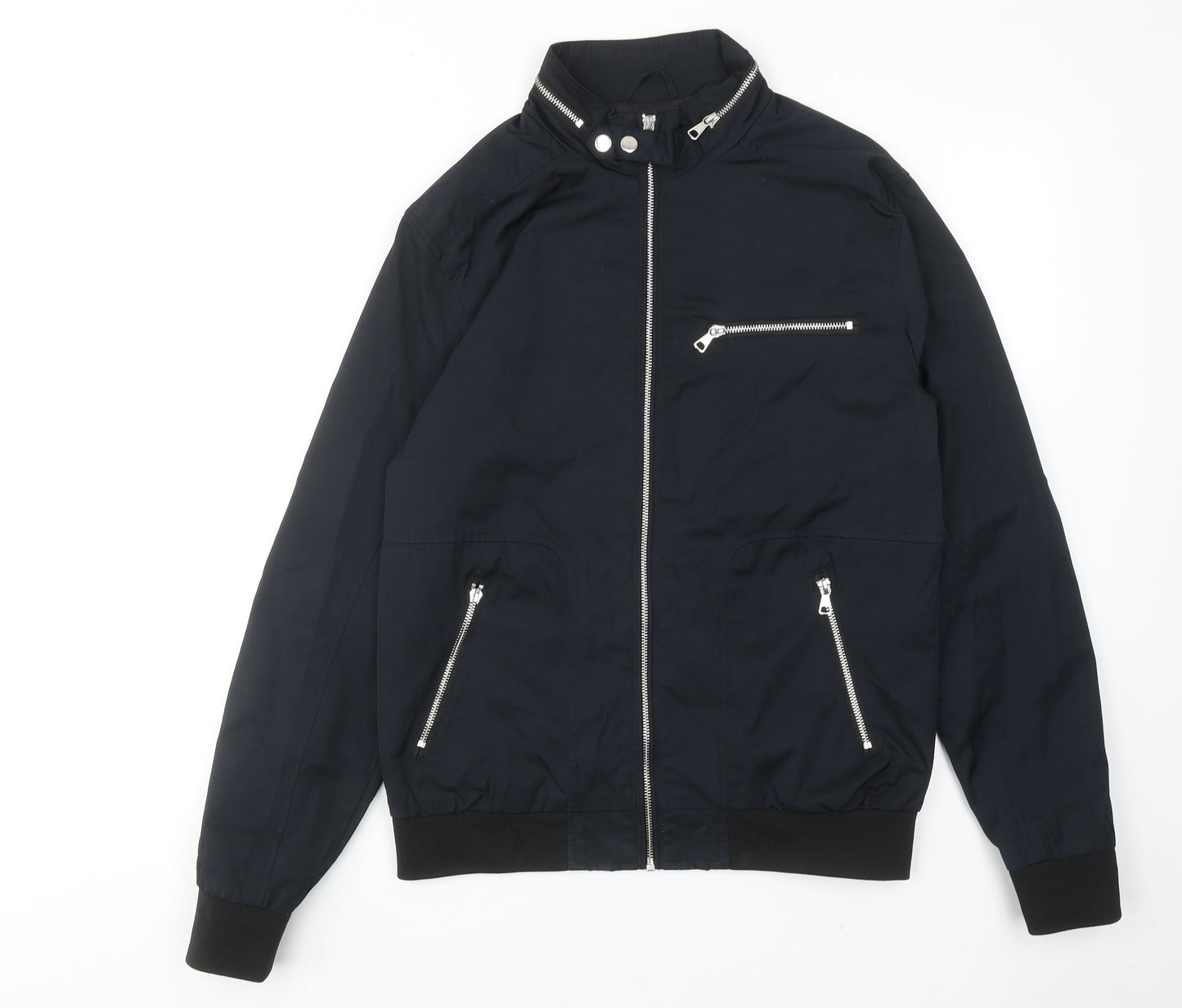 River Island Mens Blue Bomber Jacket Jacket Size M Zip