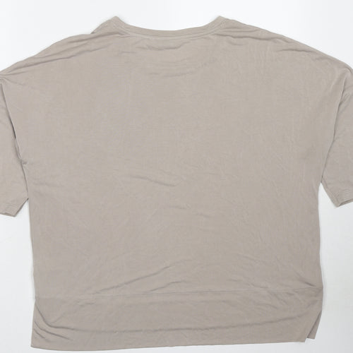 Marks and Spencer Womens Beige Modal Basic T-Shirt Size 14 Crew Neck