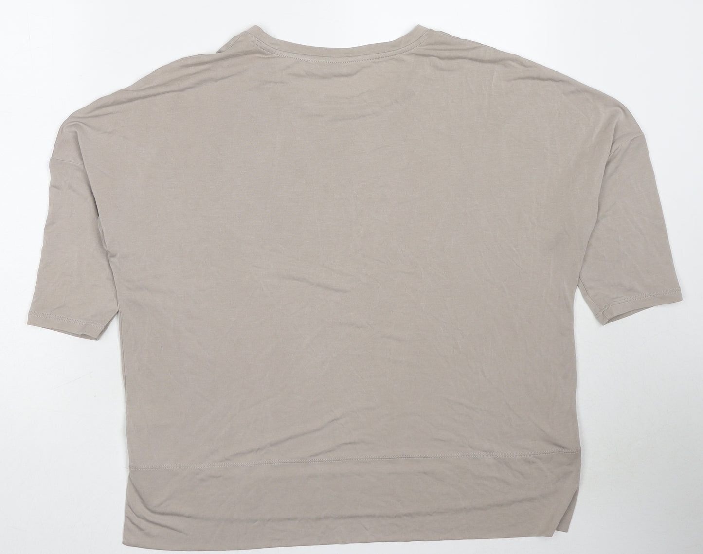 Marks and Spencer Womens Beige Modal Basic T-Shirt Size 14 Crew Neck