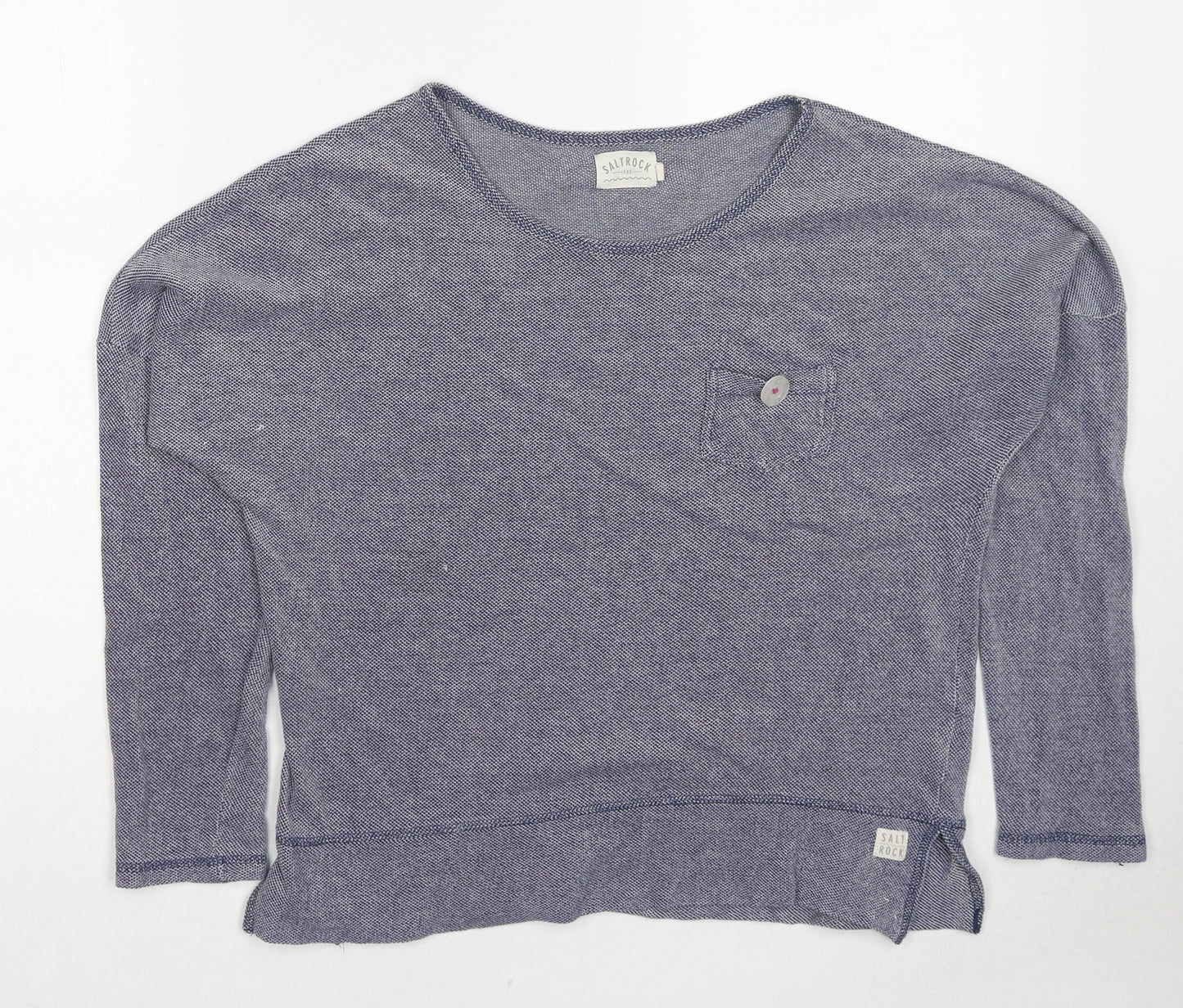 Saltrock Womens Blue Cotton Basic T-Shirt Size 12 Boat Neck