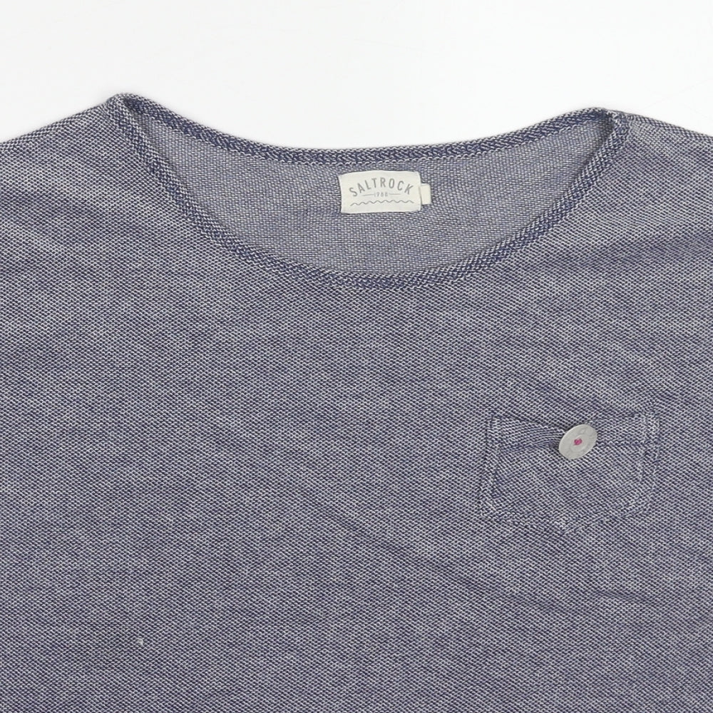 Saltrock Womens Blue Cotton Basic T-Shirt Size 12 Boat Neck