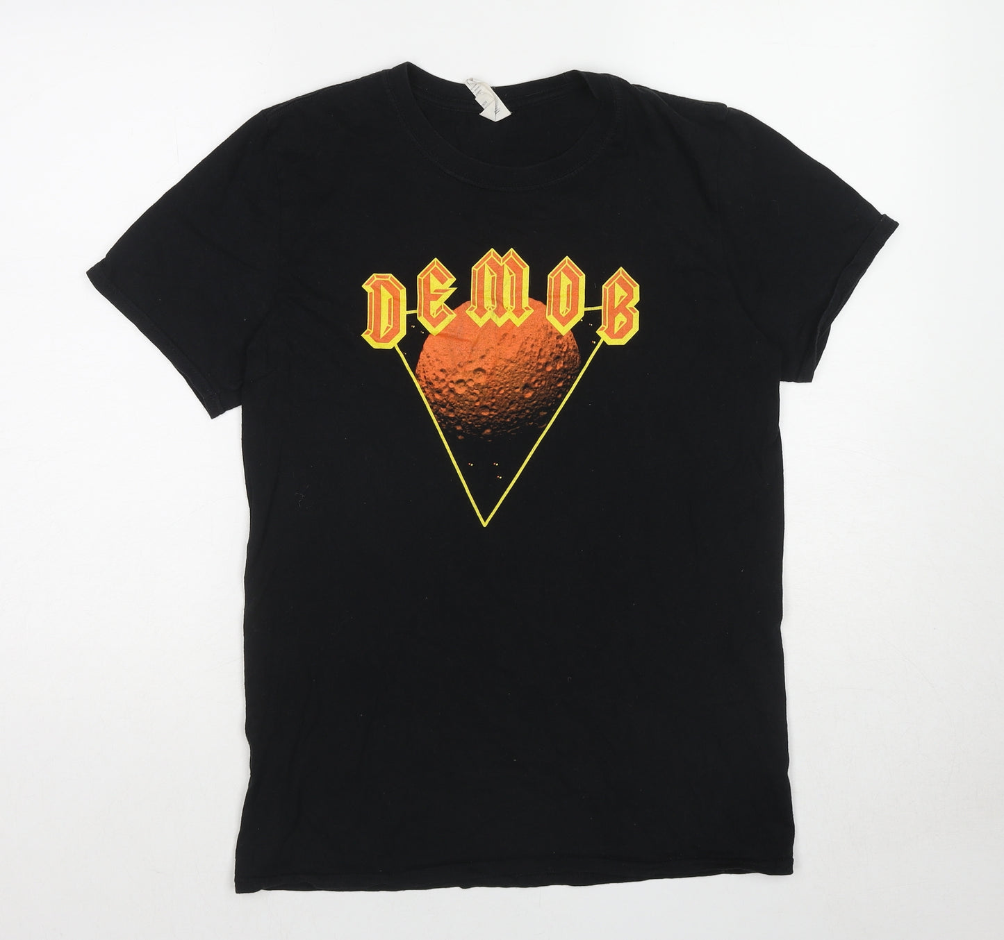 Demob Mens Black Cotton T-Shirt Size M Round Neck