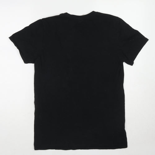 Demob Mens Black Cotton T-Shirt Size M Round Neck