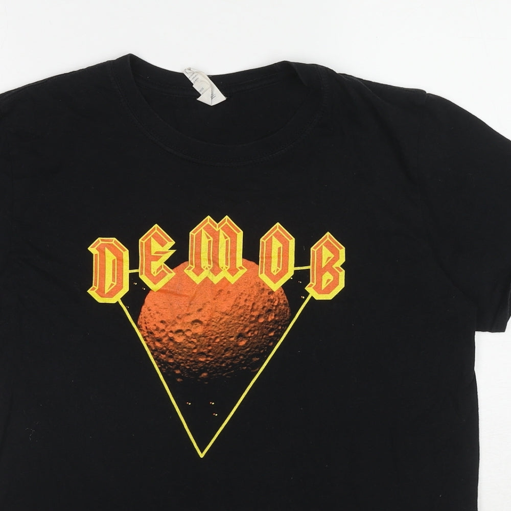 Demob Mens Black Cotton T-Shirt Size M Round Neck