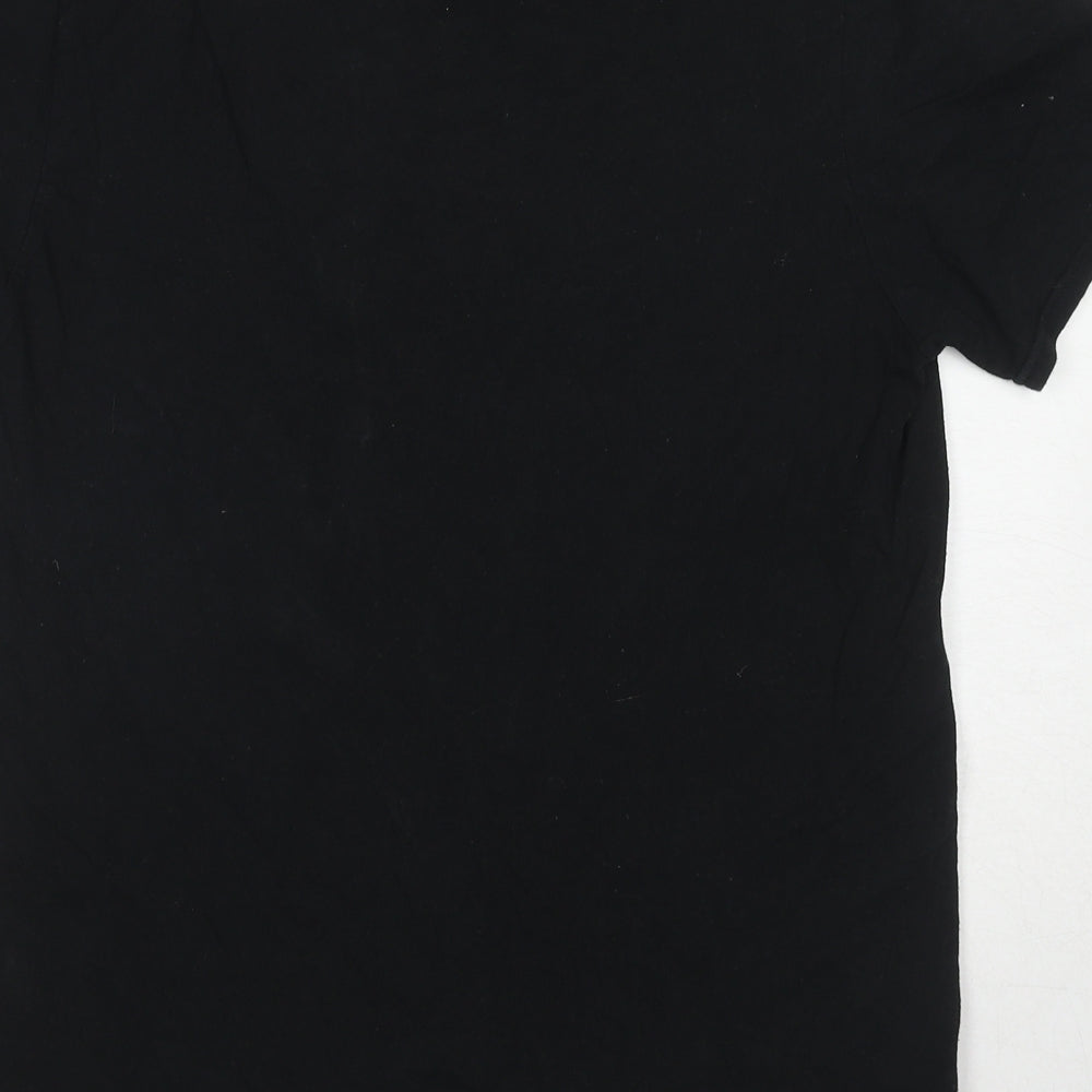 Demob Mens Black Cotton T-Shirt Size M Round Neck