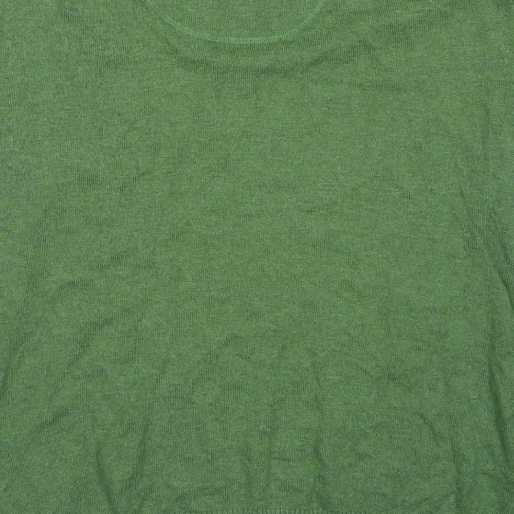 John Lewis Mens Green V-Neck Cotton Pullover Jumper Size L Long Sleeve