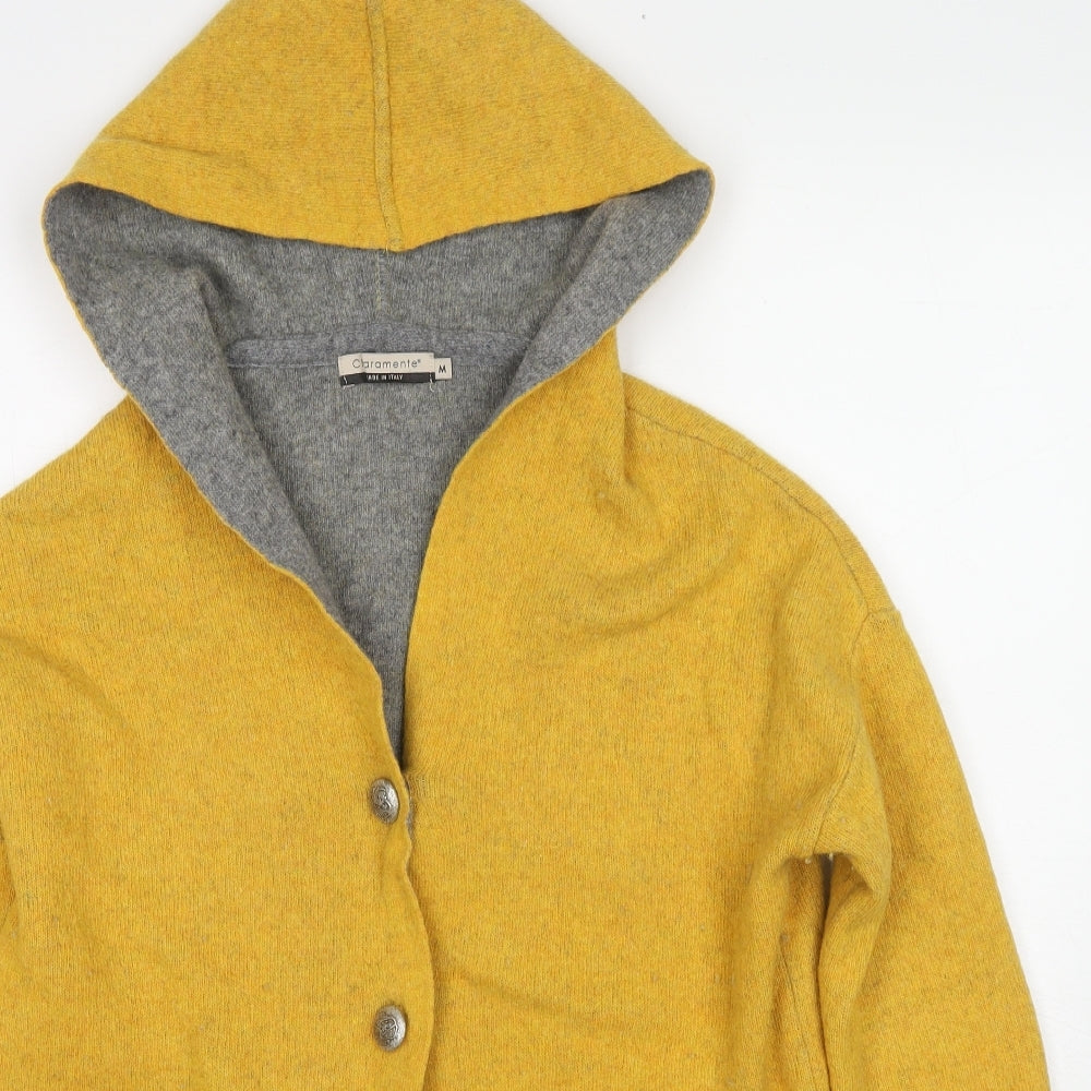 Chiaramente Womens Yellow V-Neck Wool Cardigan Jumper Size M