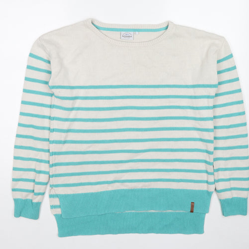 Passenger Mens Multicoloured Round Neck Striped Cotton Pullover Jumper Size L Long Sleeve