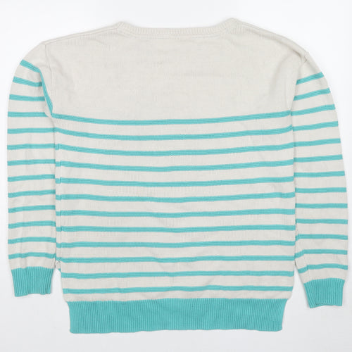 Passenger Mens Multicoloured Round Neck Striped Cotton Pullover Jumper Size L Long Sleeve