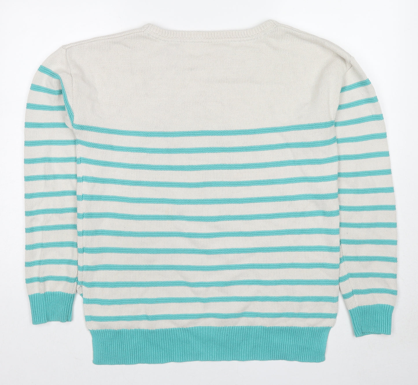 Passenger Mens Multicoloured Round Neck Striped Cotton Pullover Jumper Size L Long Sleeve