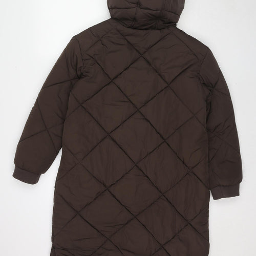 Marks and Spencer Womens Brown Quilted Coat Size 12 Zip