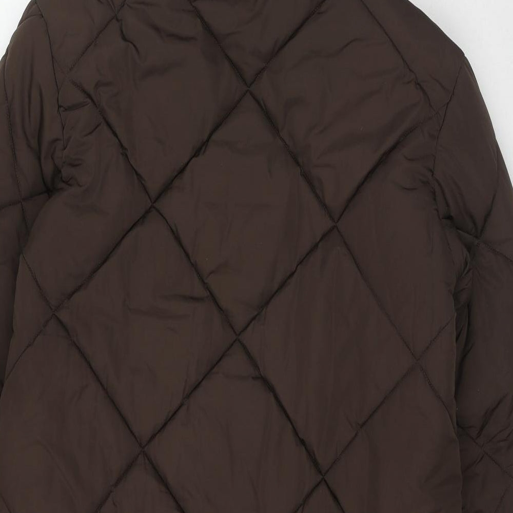 Marks and Spencer Womens Brown Quilted Coat Size 12 Zip