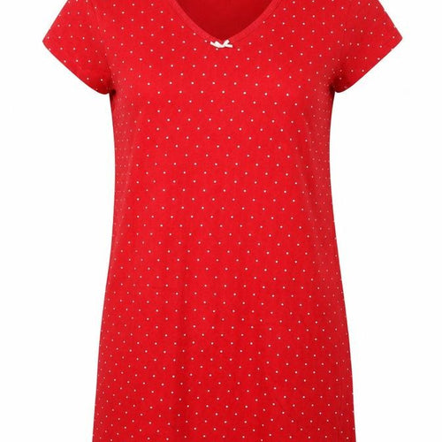 Marks and Spencer Womens Red Polka Dot Cotton Top Nightshirt Size 8