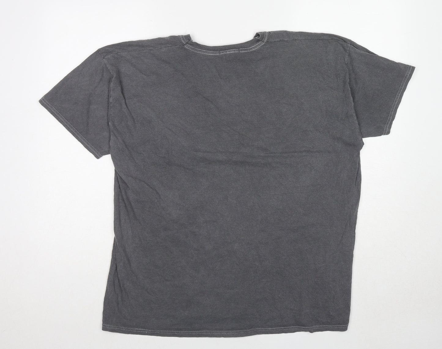 PRETTYLITTLETHING Womens Grey Cotton Basic T-Shirt Size L Round Neck - Montana