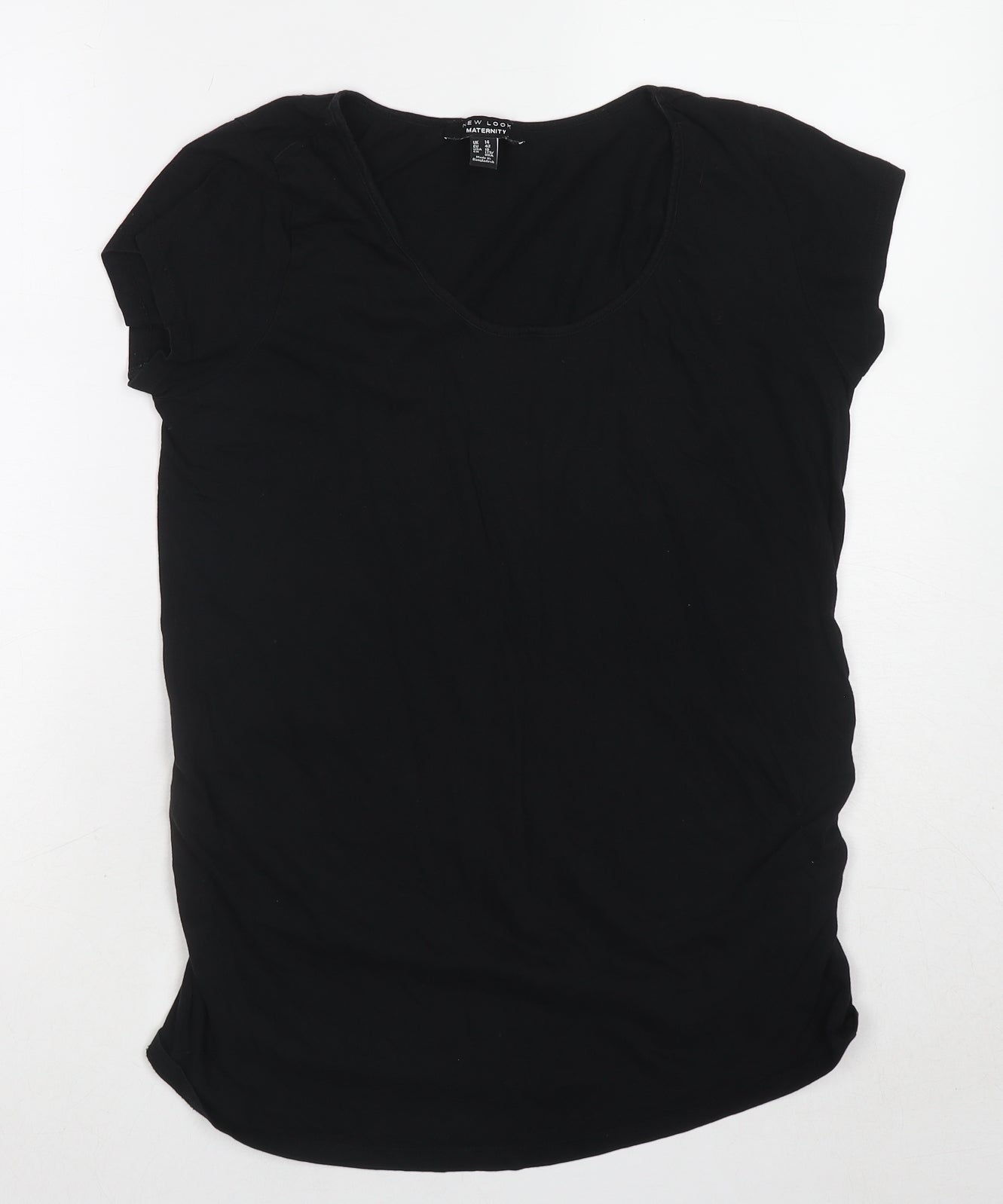 New Look Womens Black Cotton Basic T-Shirt Size 14 Round Neck