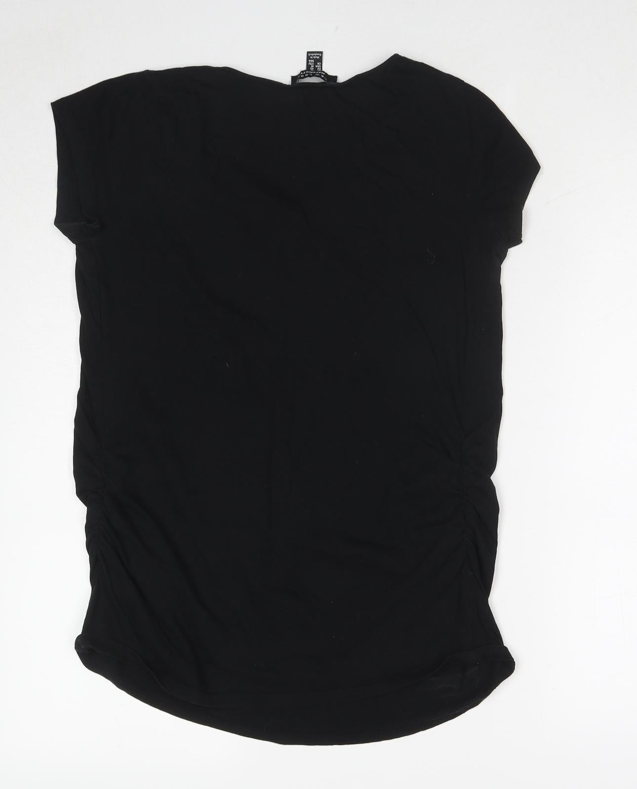 New Look Womens Black Cotton Basic T-Shirt Size 14 Round Neck