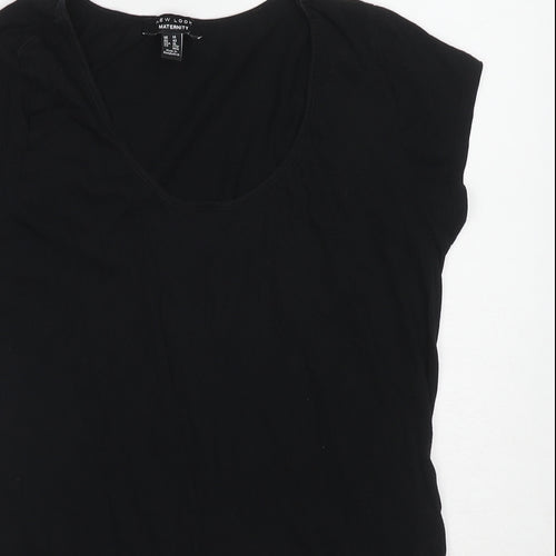 New Look Womens Black Cotton Basic T-Shirt Size 14 Round Neck