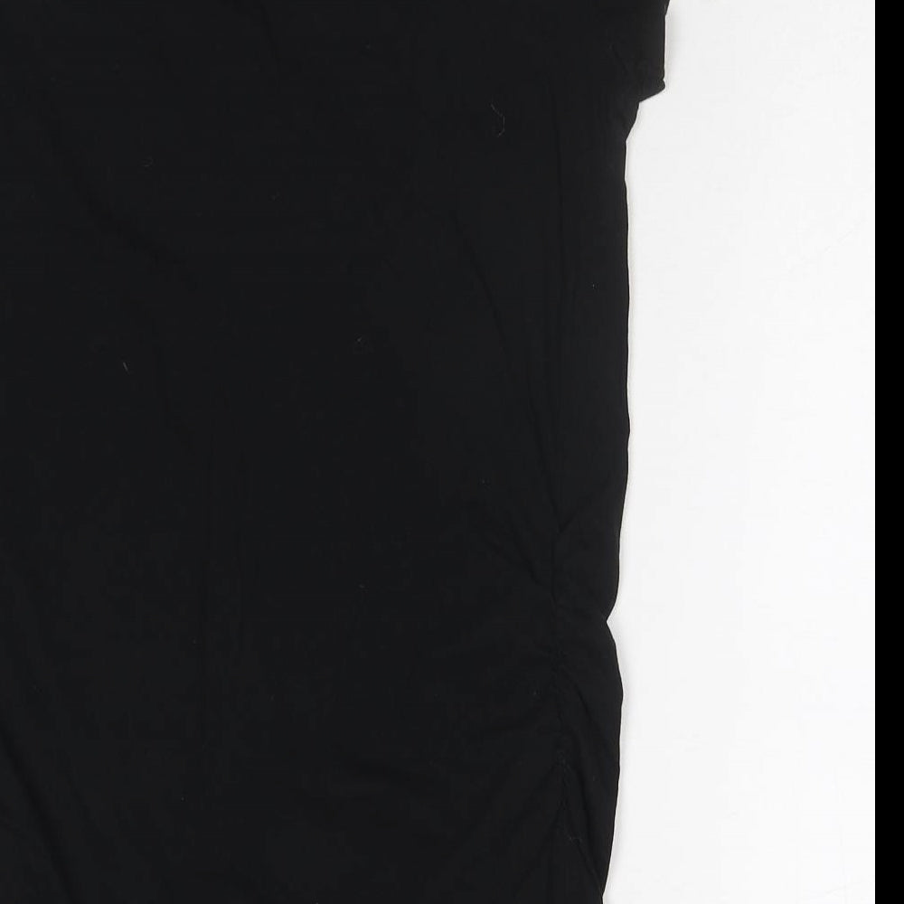 New Look Womens Black Cotton Basic T-Shirt Size 14 Round Neck