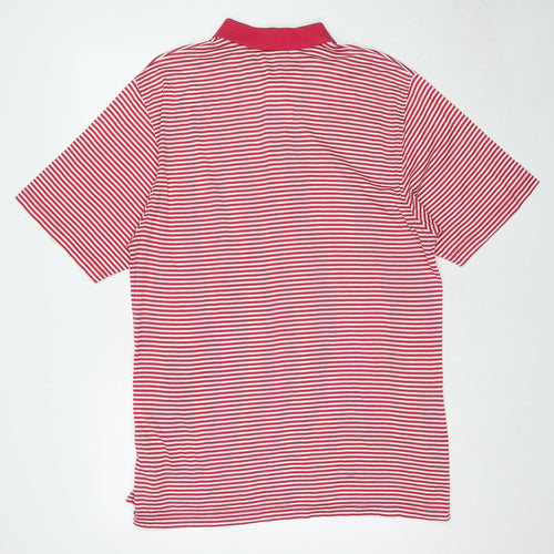 Dwyers&Co Mens Red Striped Cotton Polo Size M Collared Pullover