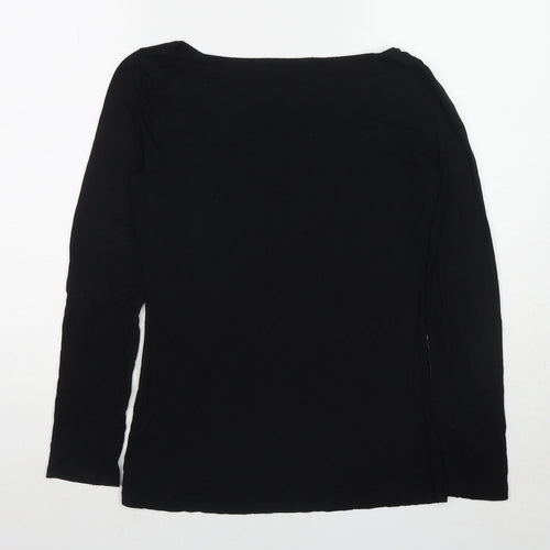 Oasis Womens Black Viscose Basic T-Shirt Size M Round Neck